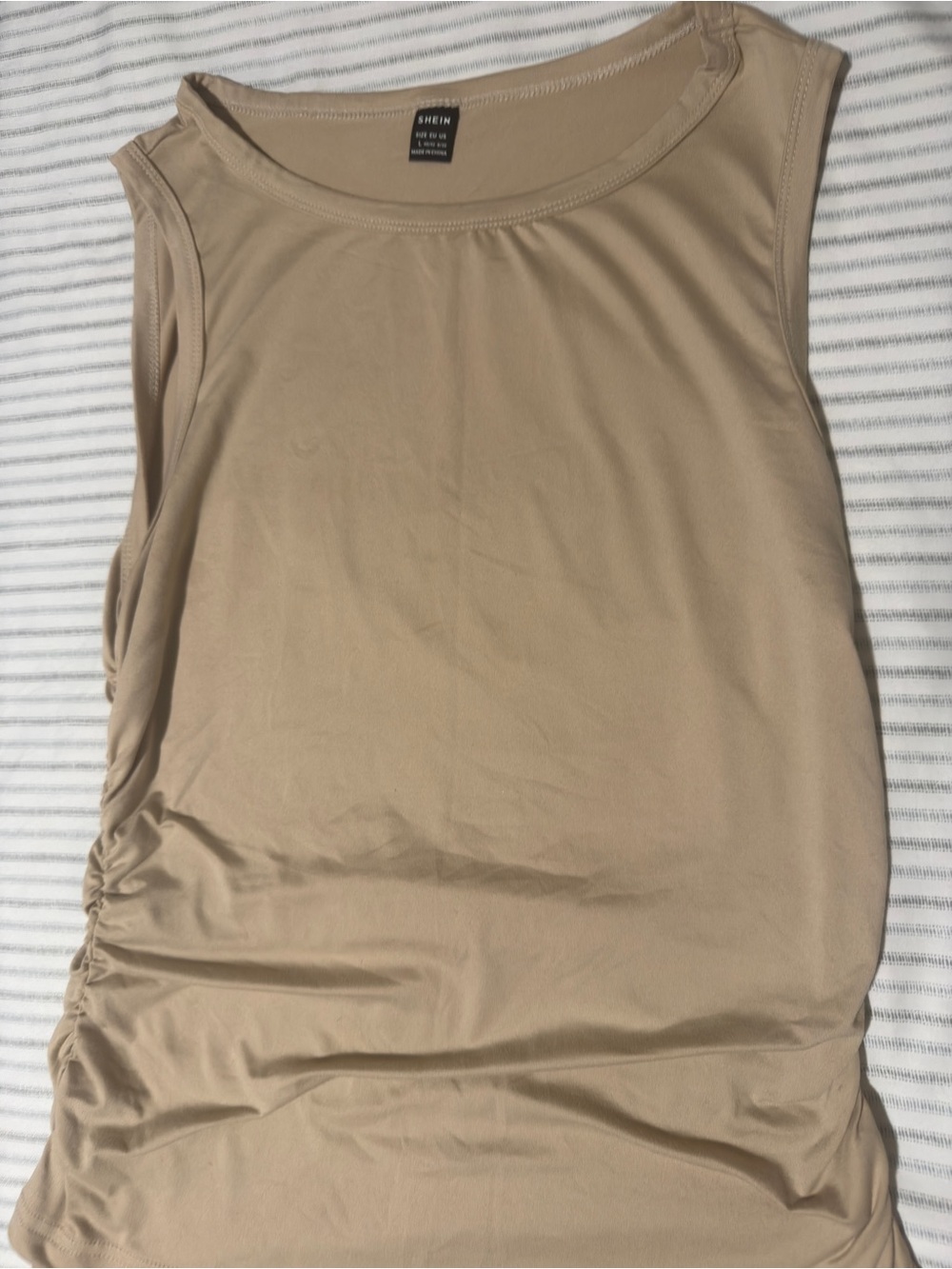 SHEIN Tan Ruched Side Tank Top